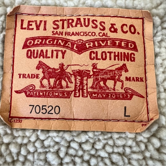 LEVI’S Light Gray Corduroy Beige Sherpa Lining Button Up Trucker Jacket Sz L - Picture 15 of 16